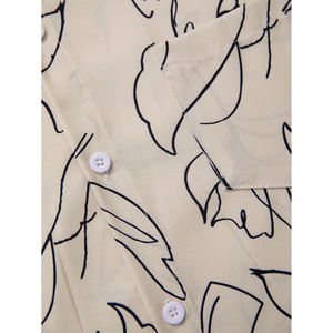 Men's Beige Abstract Print Shirt and Shorts <b>Set</b> Casual Summer Beach Vacation Co Ord Outfit - Product Image 3