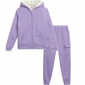 SPINE CRAFT <b>Purple</b> Fleece Tracksuit Hooded Drawstring Sweatshirt Side Pockets Casual Winter Outfit Full Length Regular Fit 100% - Product Image 4