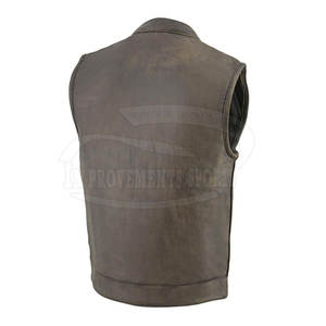 Col montant nouveau Design cuir moto gilet couleur unie en vrac quantité cuir moto gilet - Product Image 6