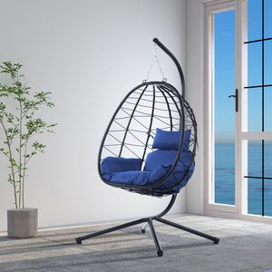 Per interni/esterni uovo sedia Stand Swing Patio in vimini appeso cesto sedia amaca per soggiorno camera da letto con balcone sedia a dondolo per - Product Image 4