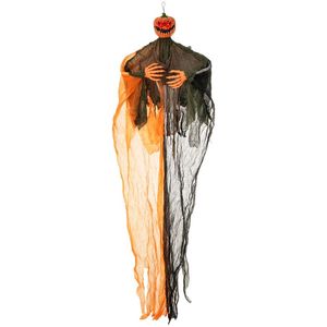 Fantasma di zucca sospeso di 1,8 metri con occhi rossi luminosi e braccia pieghevoli per decorazioni di Halloween - Product Image 1