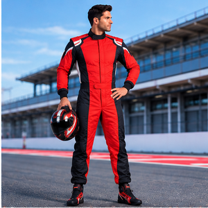 Combinaison de course moto pour homme à manches longues, rouge et noir, ignifuge, en polyester, toutes saisons - Product Image 2