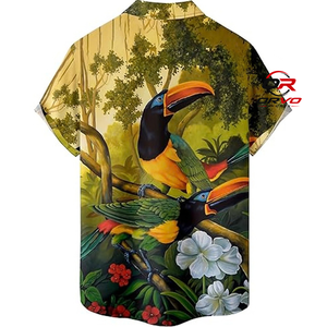 ORVO Sports <b>Men</b> <b>Hawaiian</b> <b>Shirt</b> Short Sleeve Turn Collar Palm Tree Sunset Print Breathable Summer Vacation Wear 100% Polyester - Product Image 6