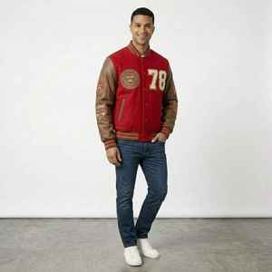 Men's Wool Varsity <b>Jacket</b> Leather Sleeves Chenille Embroidery Winter <b>Letterman</b> <b>Jacket</b> OEM - Product Image 2