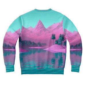 Sudadera de Sublimación de Alta Calidad con Estampado de Lago y Montaña Rosa, Cuello Redondo, Manga Larga, Estilo Casual, Corte Regular - Product Image 4