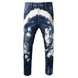 Premium High Quality Men Denim Jeans Slim Fit <b>Stretch</b> Y2K Vintage Pencil Pants Ripped Custom OEM Bulk Wholesale - Product Image 3