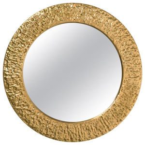 Miroir mural rond en métal luxueux avec cadre en forme de feuille de ginkgo dorée, élégant miroir décoratif en fer pour la décoration du salon - Product Image 2