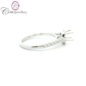 18K AU750 CLASSIQUE HALO OR BLANC VRAI DIAMANT NATUREL FORME RONDE 0.25CT BAGUE MONTAGE - Product Image 5