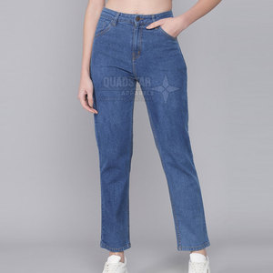 Factory Manufacture Hot Sale <b>Women</b> Breathable Spring <b>Jeans</b> Pants Made in Best Material 100% Cotton - Product Image 4