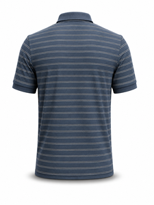 Chemise à manches courtes rayée pour homme, chemises de golf, tricot en mélange polyester/coton, décontractée, respirante, impression numérique, logo personnalisé - Product Image 3