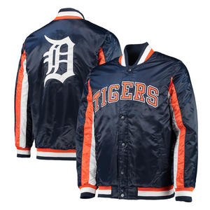 Blouson Bomber en Satin Style Universitaire Américain avec Boutons Recouverts, Col Montant, Style Vintage, Teint et Brodé pour le Printemps - Product Image 4