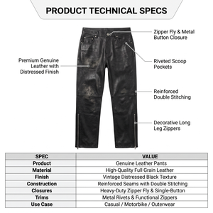 Pantalon en cuir véritable pour homme, sur mesure, marque privée OEM, style vintage, en peau de mouton noire, coupe droite, streetwear - Product Image 5
