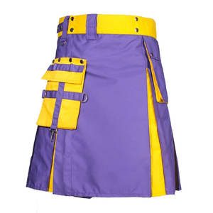 Kilt écossais pour homme, violet et jaune, style utilitaire, kilt moderne des Highlands, mode 2026 - Product Image 3