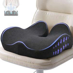 Cojines para Silla de Oficina con Espuma Viscoelástica, Cojín para Silla de Escritorio, para Coche, Silla de Ruedas, Alivio del Dolor de Coxis e Iliófisis - Product Image 1