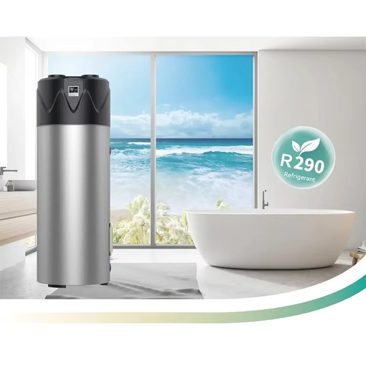 Smart Electric New Energy All-in-One Air Heat Pump Water Heater 200L-300L Silver Freestanding Domestic Hot Water Stainless Steel