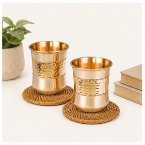 Copper Water Glass Set of 2Handmade Hammered Tumblers for Ayurvedic Health Benefits <b>Drinkware</b> for Home and Gifting - Product Image 5