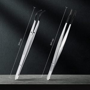 Pince à épiler antidérapante UBI à pointe dentée, 2 pièces, revêtement en caoutchouc, acier inoxydable, prise en main souple, précision durable pour les cils - Product Image 2