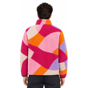 New Arrival Geometric Print <b>Fleece</b> Jacket Stand Collar Zipper Warm Winter Casual Coat Thick Polyester <b>Sherpa</b> Lining - Product Image 3