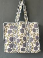 Sac fourre-tout matelassé en coton fait main pour femme – Sac à bandoulière léger à imprimé floral pour usage quotidien