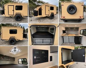 Mini caravane moderne, remorque de voyage, acier noir, tout-terrain, camping-car, imperméable, pour 2 à 6 personnes, utilisation familiale, remorque de camping AV - Product Image 1