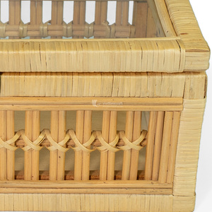Rattan <b>Box</b> Storage Basket with Glass Lid, Handmade Woven Rattan Organizer Viettimecraft Wholesale - Product Image 5