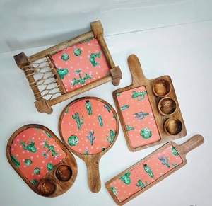 Acacia Natural Wooden Dinnerware <b>Set</b> With Pizza Platter Chopping Boards Desserts & Foods Serving Tray And Platter At Best Price - Product Image 2