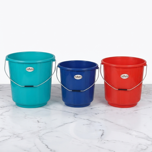 Ensemble de seaux en plastique colorés Nduro, bleu, vert, rouge, design marbré, capacité de 16 à 20 L, portables, durables, pour le nettoyage et le jardinage - Product Image 2