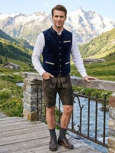 Chaleco Bávaro Casual para Hombre, Corto, Transpirable, Cálido para Otoño, Reversible, con Botones de Cuerno, Estilo Trachten - Product Image 3