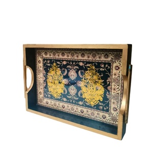 Plateau en bois artisanal de haute qualité, imprimé à l'émail, pour servir le petit-déjeuner, nouveau plateau de service décoratif en bois - Product Image 4