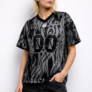 Maillot de football américain personnalisé pour femme en mesh, style streetwear oversize, avec graphisme par sublimation, chemise de sport, fournisseur en gros OEM sous marque privée - Product Image 3