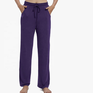 Pantalon de survêtement en soie respirant été/hiver pour femmes taille moyenne jambe droite ample poches à cordon pantalon décontracté plat - Product Image 4