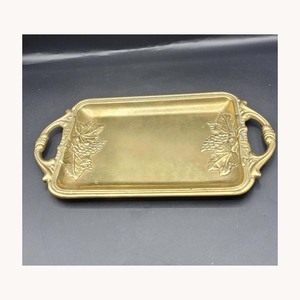 Decorative Metal Food Serving Tray Stylish New Design Customized Serving <b>Plate</b> New Arrival for Tea Coffee <b>Snacks</b> - Product Image 1