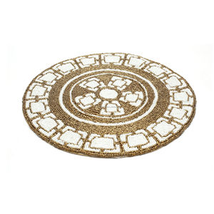 Luxury <b>Kitchen</b> Decor Beaded Placemat Round Pattern <b>Cloth</b> and Polyester Material for Dining Table Restaurant Hotel Design - Product Image 2