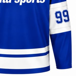 Maillot de hockey sur glace bleu royal pour hommes, manches longues, polyester, tenue de match athlétique, uniforme de sport d'équipe - Product Image 6