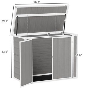 Casetta portaoggetti da esterno con telaio in metallo 4.7 x 2.5FT, facile da montare, grigia, con coperchio a catena e serratura, per uso domestico - Product Image 3