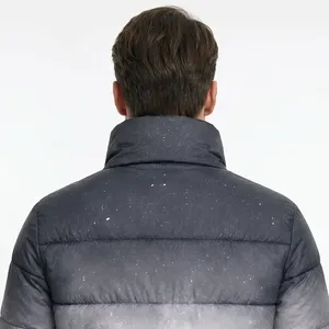 Men's Winter Puffer <b>Jacket</b> Snow Mountain Print Stand Collar Zipper Closure Windproof Casual Thick Polyester Material - Product Image 6