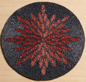 Juego de manteles individuales de vidrio con cuentas resistentes al calor para comedor, restaurante, bodas, fiestas, eventos de catering, forma circular de estrella. - Product Image 1