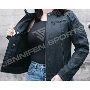 OEM ODM Fashion Streetwear Motorcycle Female <b>Jacket</b> Coats 100% <b>Denim</b> Fabric <b>Crop</b> Windproof <b>Jacket</b> For Women Slim-Fit - Product Image 5