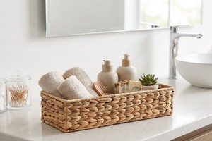 Natural Handwoven Water Hyacinth <b>Storage</b> <b>Basket</b> <b>Rectangular</b> Woven Organizer for Bathroom Kitchen Pantry Shelf Made in Vietnam - Product Image 5