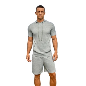 <b>Mens</b> Two Piece Hoodie <b>Shorts</b> <b>Set</b> Breathable Comfortable Soft Fabric Casual Winter Outfit Fitness Training Sports Tracksuit <b>Set</b> - Product Image 1