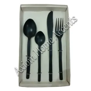 Juego de Cubiertos Hechos a Mano en Negro y Gris, Cucharas y Tenedores de Diseño Rústico de Axiom Home Accents para una Cena Elegante - Product Image 5