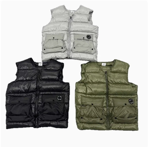 Chaleco Acolchado de Invierno para Hombre, Color Sólido, Cierre de Cremallera, Chaqueta Casual Cortavientos con Bolsillos, Relleno Grueso de Poliéster - Product Image 1