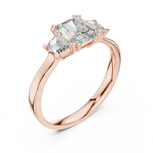 Anillo Solitario Personalizado con Corte Baguette y Radiante, con Diamante Cultivado en Laboratorio, en Oro Rosa de 18 Quilates, para Fiestas, Bodas, Uso Diario, Regalo de Lujo para Mujer - Product Image 1