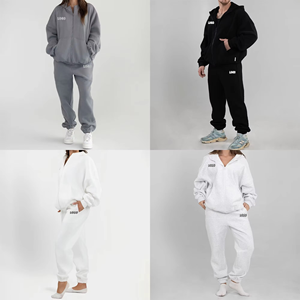 Conjunto de Sudadera con Capucha y Pantalones Deportivos Unisex para Hombre y Mujer, 500 GSM, Talla Grande, Personalizable, con Cierre Completo - Product Image 5