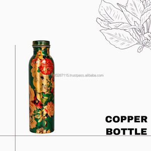 Impresionante botella de agua de cobre con diseño estampado de esmalte trabajo floral diseñado para elevar la hidratación bienestar vida diaria - Product Image 1