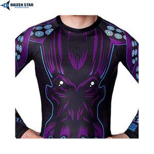 เสื้อรัดกล้ามเนื้อแขนยาวสำหรับผู้ชาย MMA Rash Guard สำหรับฝึกซ้อม BJJ ป้องกันการลื่นไถล ชุดต่อสู้ OEM - Product Image 5