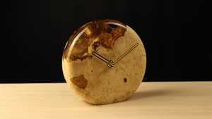 Natural Wood Epoxy Resin Modern Electric Silent Analog Table <b>Clock</b> Needle Hygrometer for Living Room Bedroom Hotel Room Decor - Product Image 2