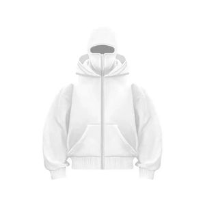 <b>Mens</b> Double Hooded Style Hoodie Premium Cotton Fleece <b>Pullover</b> Sweatshirt Streetwear Casual Relaxed Fit Hooded Top - Product Image 2