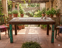 Meubles et décoration écologiques indonésie Table carrée de salon avec 4 pieds en bois de teck recyclé