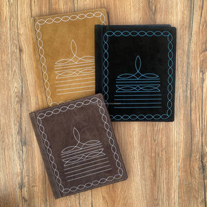 High Quality Customized <b>Boot</b> Stitch Suede Leather Compendium File Folder Document Organizer Portfolio Genuine Leather Binders - Product Image 3